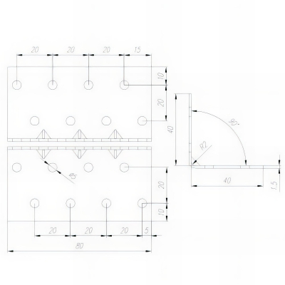Équerre renforcée perforée galvanisée - 40 x 40 x 80 x 1,5 mm 2