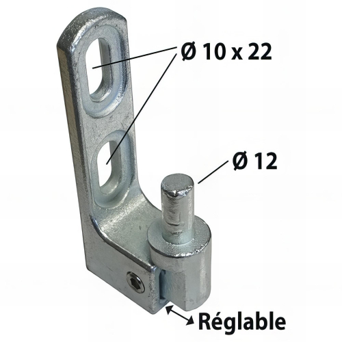 2 Pivots de portail PVC réglable à cheviller - Gond D. 12 mm