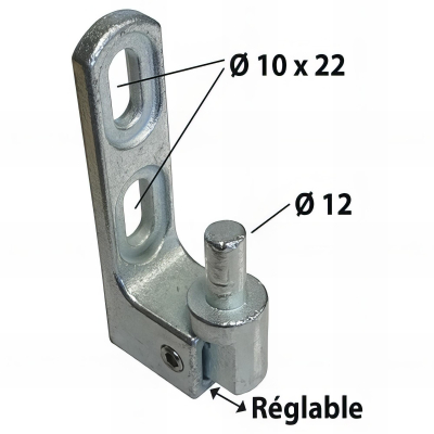 2 Pivots de portail PVC réglable à cheviller - Gond D. 12 mm
