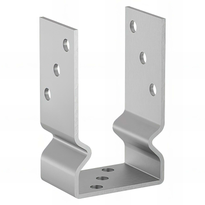 Embase pied de poteau en U avec support zinguée à visser - 101 x 150 x 60 x 4,0 mm