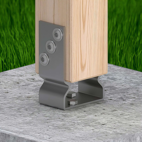 Embase pied de poteau en U avec support zinguée à visser - 101 x 150 x 60 x 4,0 mm