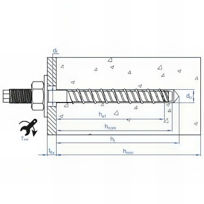 50 vis à béton D. 8 x 110 mm (M10) goujon homologué ETE option 1 zingué 2