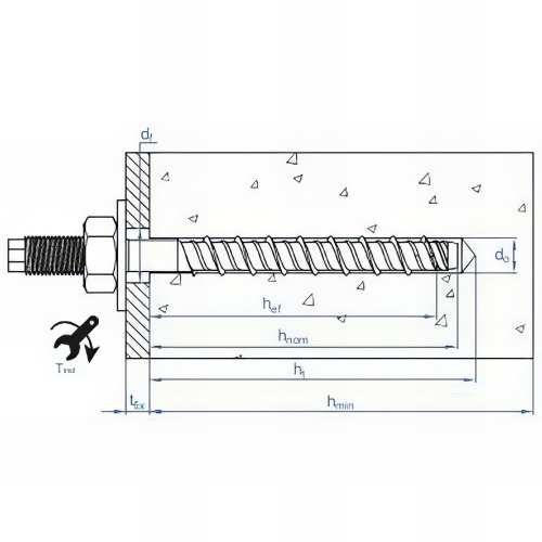 50 vis à béton D. 8 x 110 mm (M10) goujon homologué ETE option 1 zingué