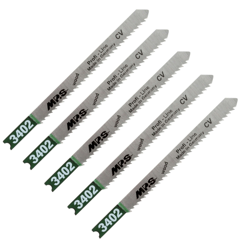 5 Lames scie Sauteuse CV (pour bois/plexi) Dents fraisées croisées Conique 75/100Mm - 2.5mm