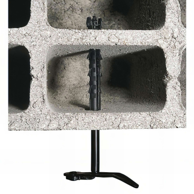 2 Arrêts de volet pour parpaing et brique creuse D. 10 x 250 mm + chev. D. 12x130 mm - Noir