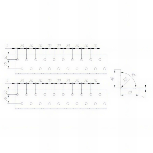 Équerre perforée galvanisée - 40 x 40 x 200 x 2,0 mm