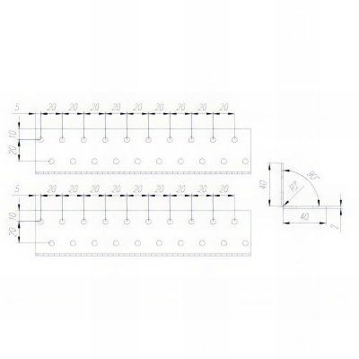 Équerre perforée galvanisée - 40 x 40 x 200 x 2,0 mm