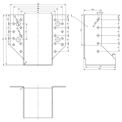 Sabot de charpente galvanisé à ailes extérieures - Larg. 70 x Ht. 125 mm 2