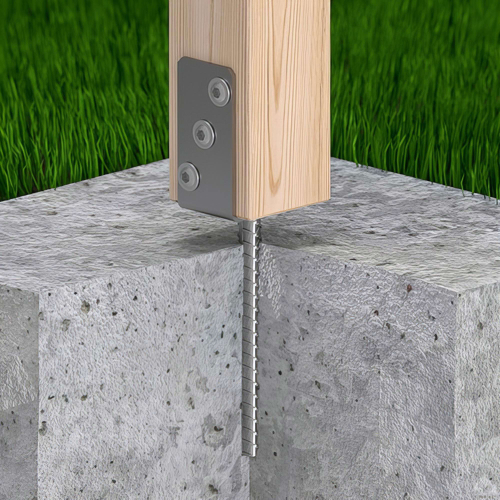 Pied de poteau lourd en U zingué à ancrer - 101 x 120 x 4 mm
