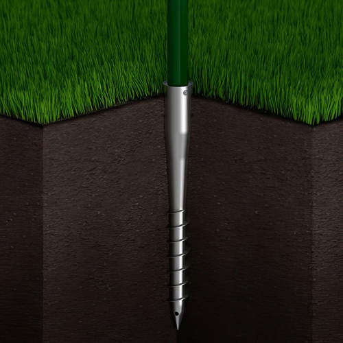 Pied de poteau de jardin rond zingué à tarauder - 68 x 650 x 1,8 mm