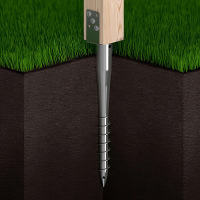 Pied de poteau de jardin en U zingué à tarauder - 90 x 685 x 1,8 mm