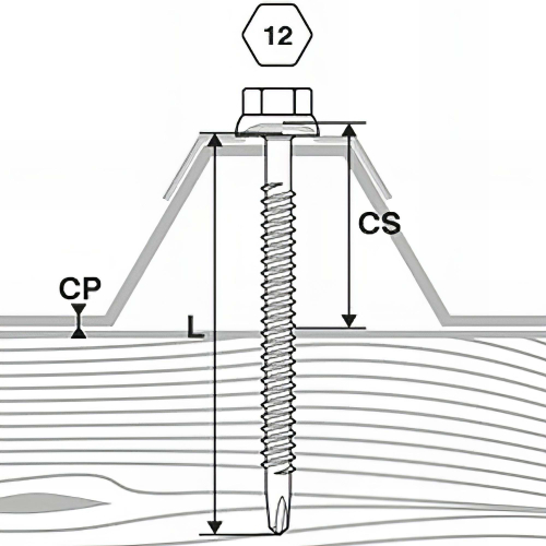 100 Vis pour bacs acier D. 6,3 mm L. 100 mm ZAMATOP-W TH12 pour le bois - RAL 8012