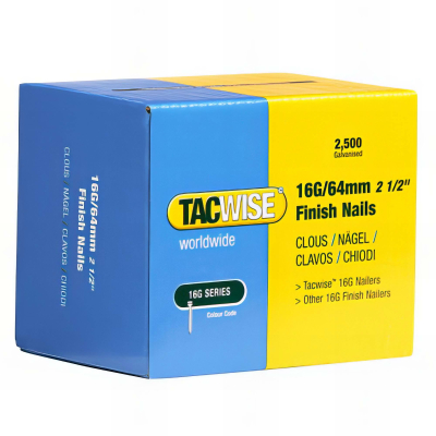 Boîte de 2500 clous de finition de type 16G L. 64 mm - TA-0301 - Tacwise