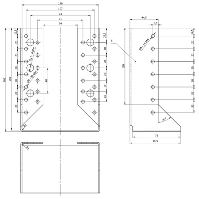 Sabot de charpente galvanisé à ailes intérieures - Larg. 120 x Ht. 162 mm 2
