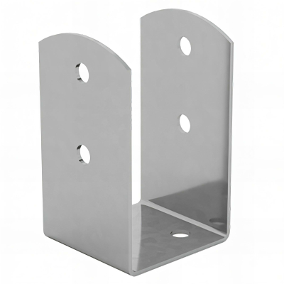 Embase pied de poteau en U zinguée à visser - Pour poteau rectangulaire - 71 x 78 x 120 x 2,5 mm