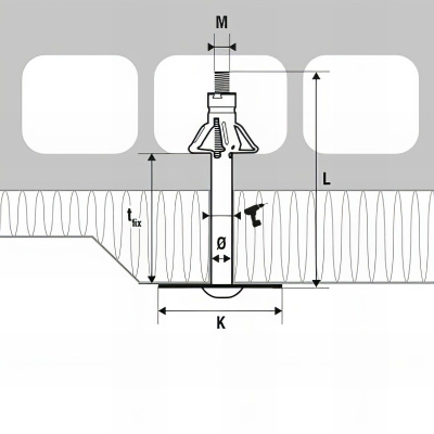 100 fixations d'isolant metallique support creux - M6 x 125 mm