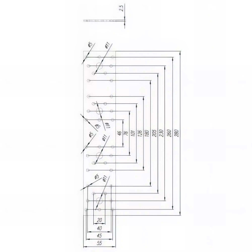 Connecteur plat galvanisé - 280 x 55 x 2,5 mm