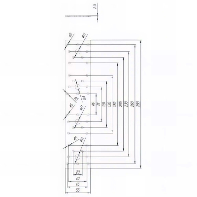 Connecteur plat galvanisé - 280 x 55 x 2,5 mm