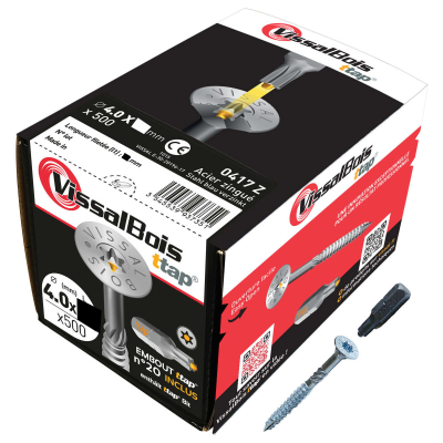 Boite de 500 vis agglo Torx20 zinguées à filetage partiel torx/ttap ailette 35/40/45/50mm - diam 4 mm