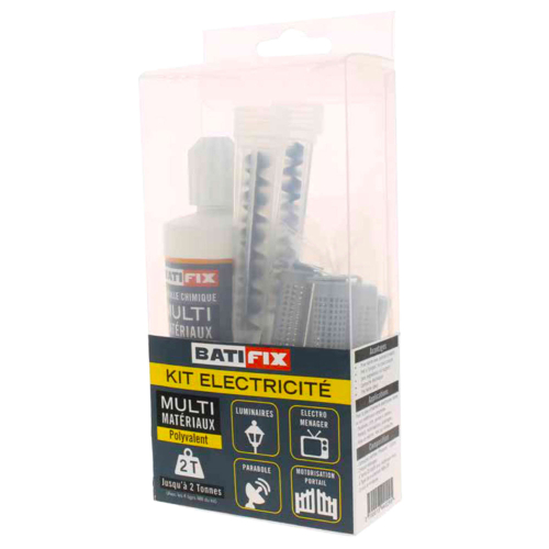 Kit scellement chimique Kitchim Elec Pl 165Ml - 4 Tam 16X85 - 4 Tig 8X100 - 4 Ecr - 4 Rond - 2 Can