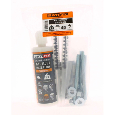 Kit scellement chimique Kitchim Universel Pl 165Ml - 4Tam 16X130 - 4 Tig 10X160 - 4 E/R - 2 Can - Sac.