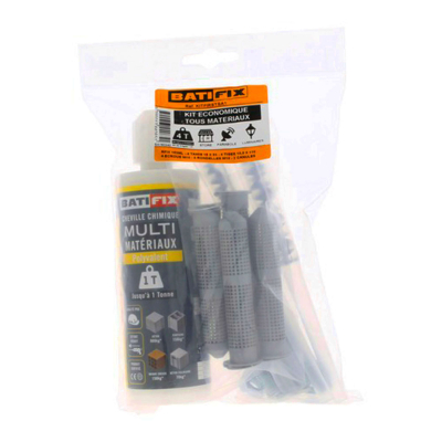 Kit scellement chimique 165ML - 4 Tam 16X85 - 4 tiges filetées 10X110 - 4 écrous - 2 canules mélangeuses