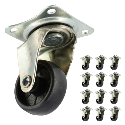 Lot de 12 roulettes pivotantes à roulement à billes - Socle 32mm - Hauteur 45mm