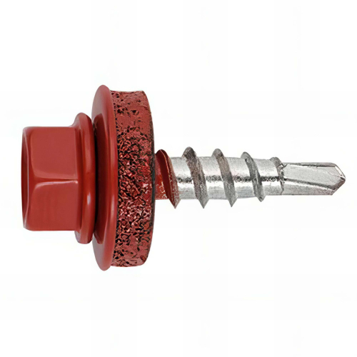 Lot de 250 vis autoperceuses - Tête hexagonale 8 rouge tuile - 4,8 x 35 mm - zingué spécial bac acier - Index