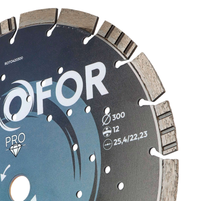 Disque diamant turbo Rotofor - Alésage 25,4 mm - Hauteur segment 12 mm - Coupe béton et granit