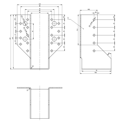 Sabot de charpente galvanisé à ailes extérieures - Larg. 45 x Ht. 138 mm 2