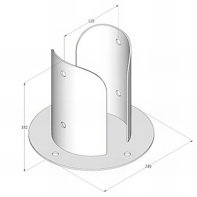 Pied de poteau fendu rond galvanisé à visser - 122 x 180 x 2,5 mm 2