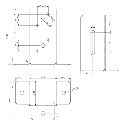Pied de poteau ouvert galvanisé à visser - 71 x 150 x 2 mm