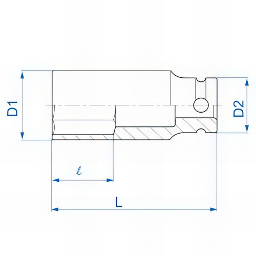 Douille à choc longue 6 pans métrique 1/2" - 41 mm