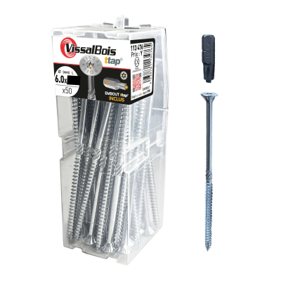 Boite de 50 vis agglo premium zinguée torx/ttap ailette 100/120/140mm - diam 6 mm