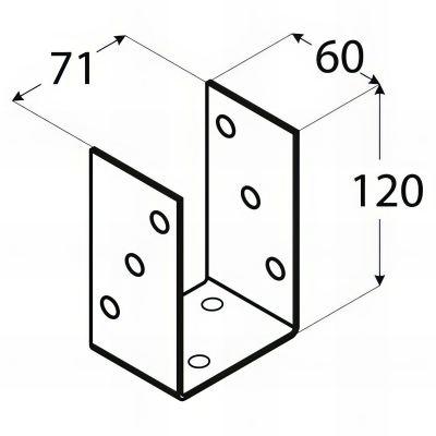 Embase pied de poteau en U zinguée à visser - 71 x 120 x 4 mm