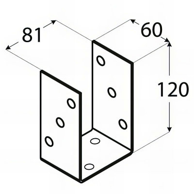 Embase pied de poteau en U zinguée à visser - 81 x 120 x 5 mm 2