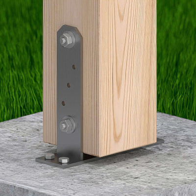 Embase pied de poteau en TT zinguée à visser - 121 x 200 x 5 mm