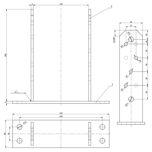 Embase pied de poteau en TT zinguée à visser - 121 x 200 x 5 mm