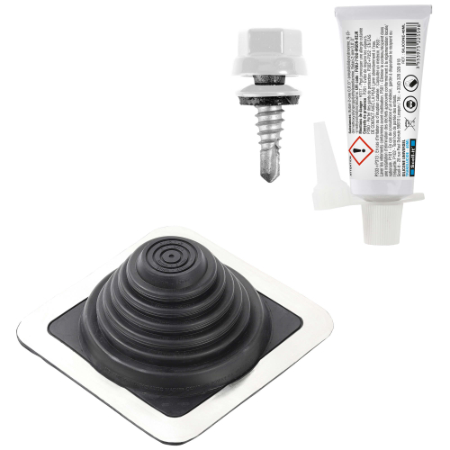 Kit sortie de toiture solin bac acier + 16 vis à cavaliers étanches + colle - Diamètre 6,3 mm