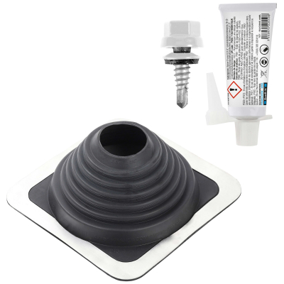 Kit sortie de toiture solin bac acier + 16 vis à cavaliers étanches + colle - Diamètre 6,3mm