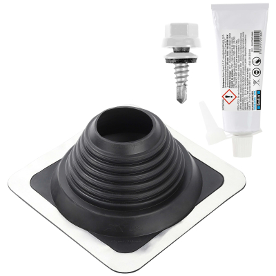 Kit sortie de toiture solin bac acier + 20 vis à cavaliers étanches + colle - Diamètre de 101 à 209 mm