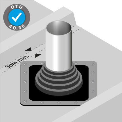 Kit sortie de toiture solin bac acier + 20 vis à cavaliers étanches + colle - Diamètre de 101 à 209 mm 2