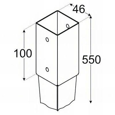 Pied de poteau de jardin carré zingué à enfoncer - 46 x 550 x 1,5 mm 2