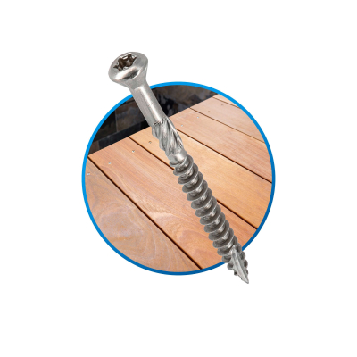 1000 vis terrasse INOX A2 - TX25, D. 5 x 60 mm tête réduite crantée + embout offert