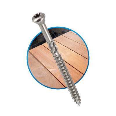 1000 vis terrasse INOX A2 - TX25, D. 5 x 70 mm tête réduite crantée + embout offert