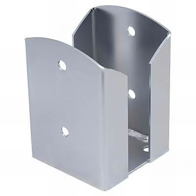 Pied de poteau fendu carré galvanisé à visser - Vis de fixation invisibles - Pour poteau de 102mm - Epaisseur de tôle 2,5mm