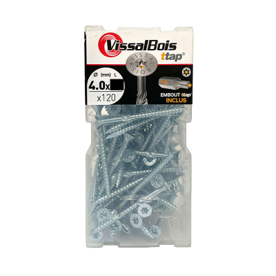 Vis Agglo ttap Premium tête fraisée zinguée blanc Diam 4 Boite 120 Pcs