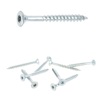 100 vis agglo tête fraisée Torx acier zingués blanc - Diamètre 6 mm