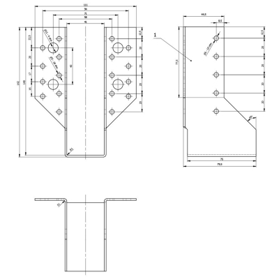 Sabot de charpente Fixtout galvanisé à ailes extérieures - Larg. 41 x Ht. 140 mm 2