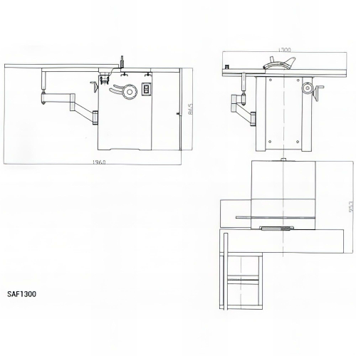 Scie à format monophasée D. 254 mm - chariot 1 300 mm - 2 200 W 230 V